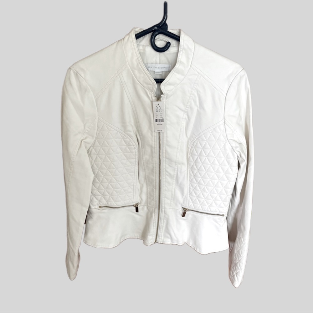 Brand New New York & Company White Leather Jacket size Medium